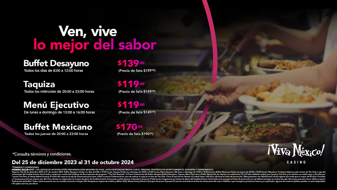 Disfruta tu Buffet ahora a precio preferencial